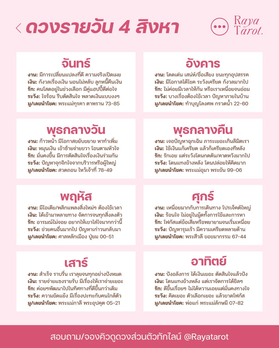 rayatarot's tweet photo. สวัสดีวันอังคารรรรรรรรร รอจบวันแบบอลังการได้เลย 💖 #DailyRayaTarot #RayaTarot https://t.co/X43zQIL9pi