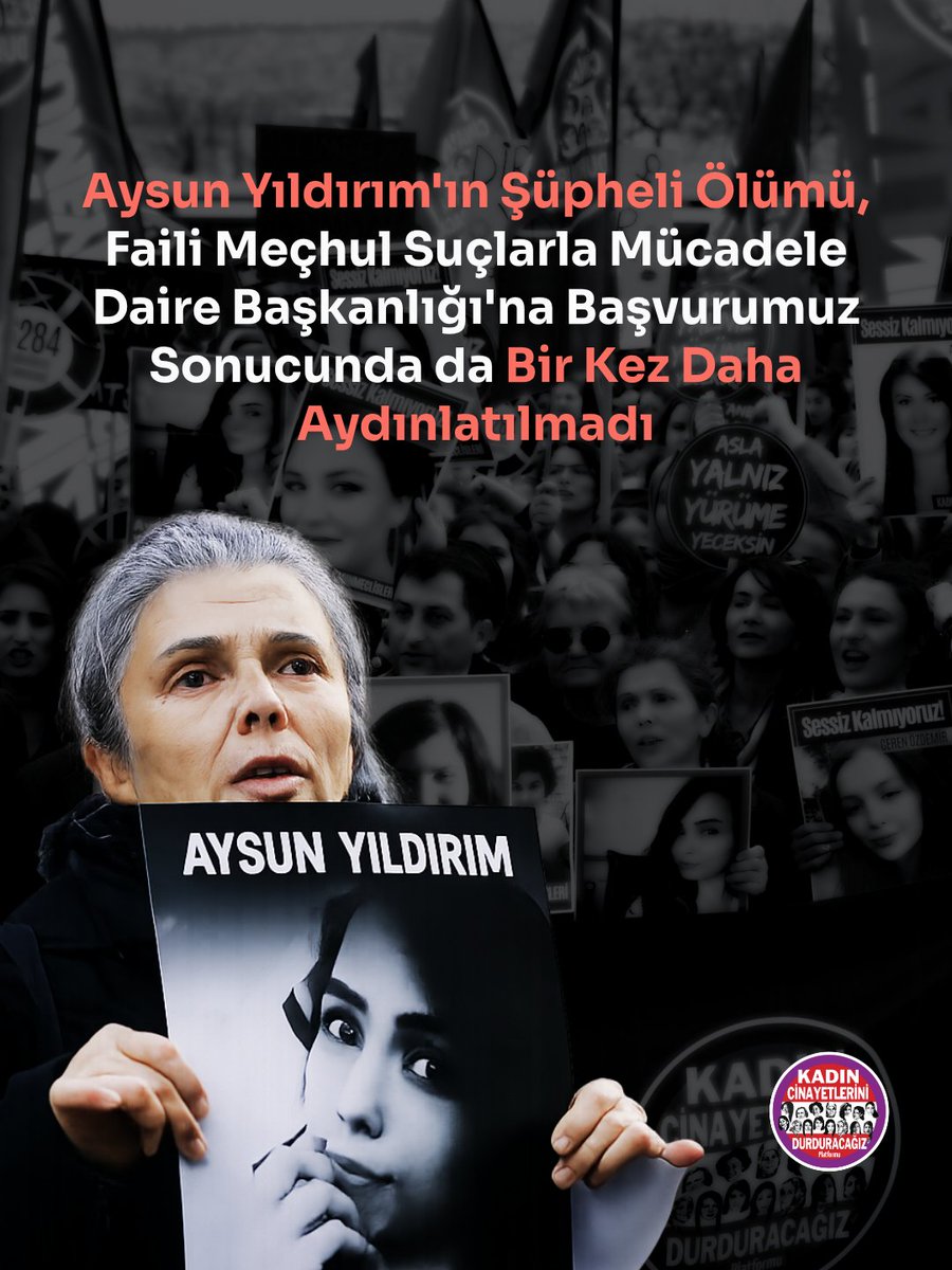 kcdplatformu's tweet photo. Aysun Yıldırım'ın Ölümü, Faili Meçhul Suçlarla Mücadele Daire Başkanlığı'na Başvurumuz Sonucunda da Bir Kez Daha Aydınlatılmadı.

Sekiz yıl önce çalıştığı binanın duvarının yanında darp edilmiş olarak şüpheli biçimde ölü bulunan Aysun Yıldırım'ın ölümünün aydınlatılması amacıyla Faili Meçhul Suçlarla Mücadele Daire Başkanlığı'na başvuruda bulunduk.

Ancak başvurumuz sonuç vermedi: İlgili başkanlık başvurumuzu Küçükçekmece Cumhuriyet Başsavcılığı'na sevk etti. Savcılık, daha önce iki kez "olayın intihar olduğu" gerekçesiyle verdiği kovuşturmaya yer olmadığı kararını, bu kez de tekrarladı. Aysun’un yüksekten düştüğü de intihar ettiği de 8 yıldır ispatlanmamasına rağmen bu karar, yalnızca önceki kovuşturmaya yer olmadığına dair kararın yeniden incelenmesi sonucunda 1 ay gibi kısa bir sürede verildi. Aradan geçen sekiz yılda ne yeni bir delil toplandı, ne de etkin bir soruşturma yürütüldü; sonuç yine aynı kararın tekrarından ibaret kaldı. Aynı hareketsizlik bu başvurumuzdan sonra da devam etti.

Bu daire başkanlığının görevi önüne gelen bir şüpheli ölüm dosyasını, o dosyayı daha önce iki kez kapatan bir savcılığa sevk etmekten ibaret olmamalıydı. Ülkede artan şüpheli ölüm vakaları üzerine kurulan Faili Meçhul Suçlarla Mücadele Daire Başkanlığı'nın, yıllardır adalet arayışında olan aileler için etkin bir biçimde adaletin tecelli etmesi amacıyla çalışması gerekirdi.

Ancak dosyalarında zaten inceleme yapılmadığını, delillerin toplanmadığını ve etkin soruşturmalar yürütülmeden dosyaların arşive kaldırıldığını söyleyen aileler için, bu daire başkanlığına yapılan başvuru son derece etkisiz ve şüpheli ölümlerin aydınlatılması amacıyla yüzlerce yargı mensubunun harekete geçtiği söylenen bir kurum için de yetersiz. Kadınların şüpheli ölümlerini aydınlatacağını iddia eden tüm kurumlar, bu iddialarına ve zaten sahip oldukları yükümlülüğe uygun davranarak ölümleri aydınlatmakla yükümlüdür. 

Bu başvurumuz sonunda da, Aysun'un ölümüyle ilgili sorularımızı yanıtsız bırakıldı. Ancak biz sormaya ve mücadele etmeye devam edeceğiz.Aysun'un ölümünü aydınlatacağız.