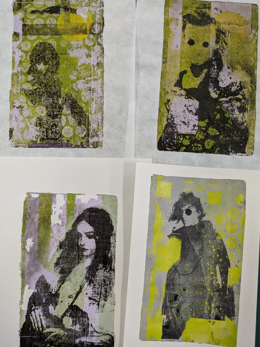 Takumi_Kawa48's tweet photo. 雑誌から写真を転写したジェルプリントのサンプル作り。
#gellprinting #monotype https://t.co/cRQ3hoWJc2