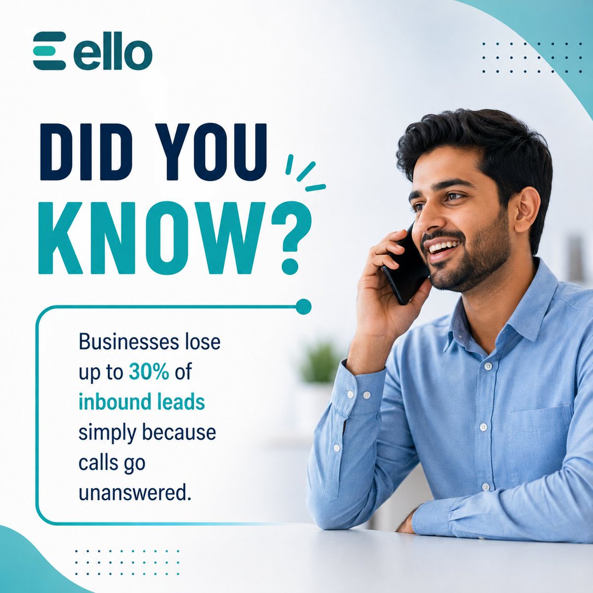 getelloai's tweet photo. Customers remember two things: How quickly you responded and how easy it was to get help.

Ello helps you deliver both 24/7, without keeping customers waiting.

Turn every call into a conversation with Ello: https://t.co/dDG42DEqao

#VoiceAIAgents #VoiceAutomation #Ello https://t.co/GJj2g6d59p