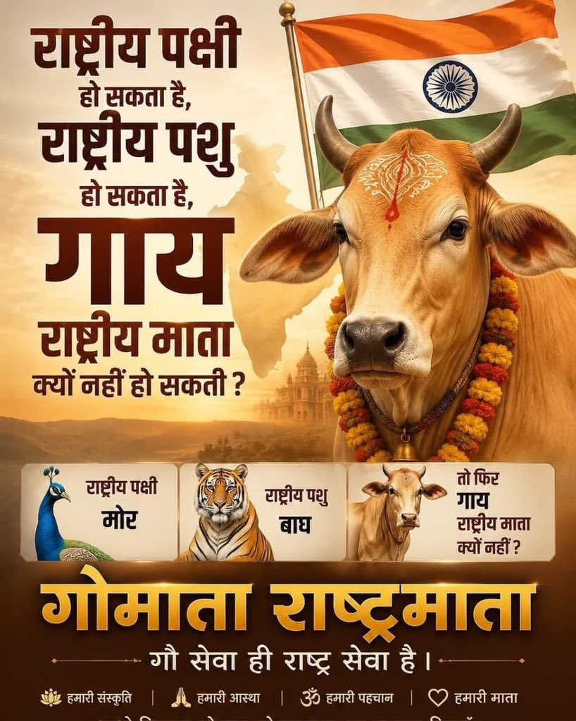 Jitu_sharma45's tweet photo. गौ माता को राष्ट्र माता का दर्जा सम्मान प्राप्त दिया जाए
गौ हत्या उत्तर से दक्षिण पूर्व से पश्चिम पर पूर्णतः प्रतिबंध हो

 जय गौ माता 

 #गौमाता_राष्ट्रमाता https://t.co/Yp7wra17oW