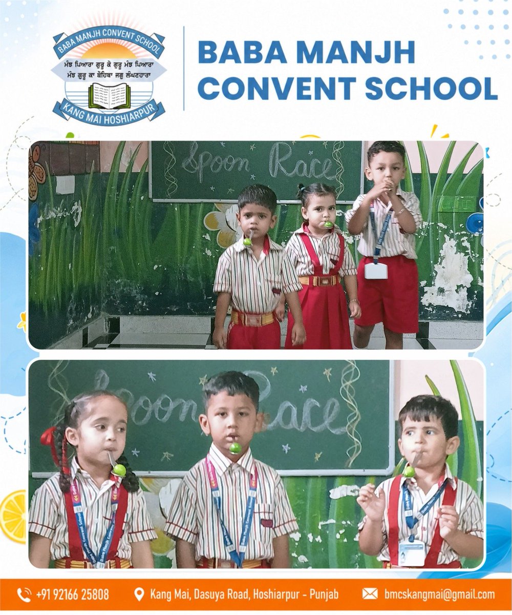 BabaManjhSchool's tweet photo. 🍋🥄 Little steps, big excitement!
Our kindergarten stars enjoyed a fun-filled Lemon and Spoon Race Activity, building balance, concentration, coordination and confidence while cheering one another on. Every careful step brought smiles, laughter and joyful learning! 🌟🏅 https://t.co/Jo12jJ31EE