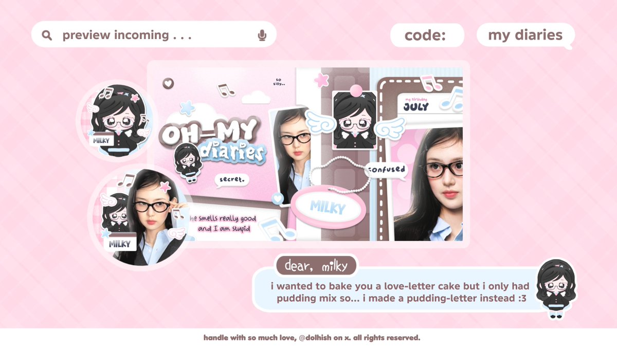 dolhish's tweet photo. repost are highly appreciated ♡

< optip special price > hi cimuns :3 the gate is open, now!  📝

misa buka optip untuk katalog my diaries with special price ( 20k ) 🦷 untuk layout x dan wabis! ada special price untuk bundle :3 tap for more! more! information .. 📦

t #bealanja https://t.co/P1Xd4aKM63