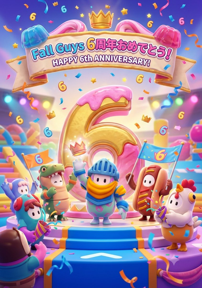 878537001J's tweet photo. Fall Guys6周年おめでとう🎉🙌🥳
これからもたくさん遊ぶぞ〜🙌 https://t.co/6GBu3OCYc2