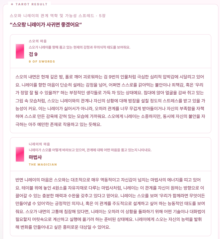420611X's tweet photo. 스오니레 타로 재미로 봣는데 좀 미친 것 같음 https://t.co/55wX8E4Awx