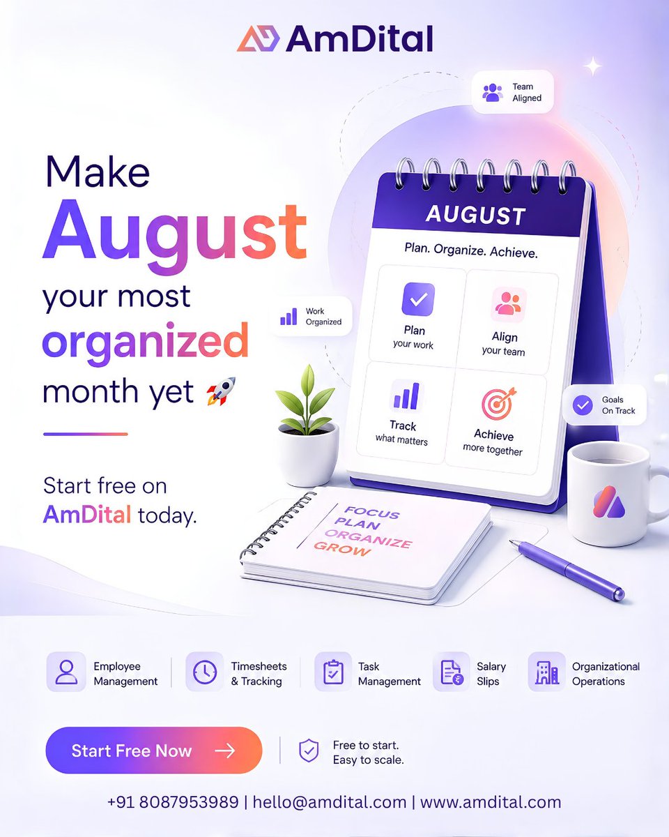 amdital's tweet photo. New month, fresh start. π
πStart free Trail today β https://t.co/xsdoZdJLFr . Your future self says thanks. π
#AmDital #NewMonth #BusinessOperatingSystem #GetOrganized https://t.co/GF6epWR7wO