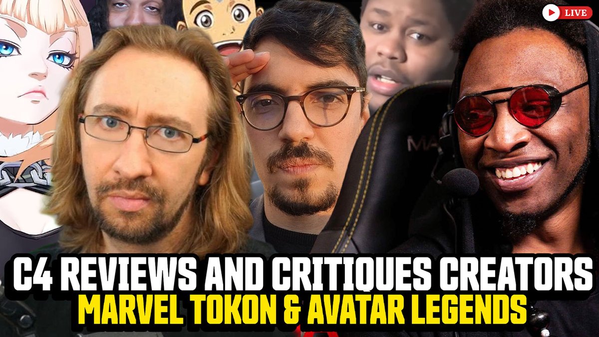RealMikeHollow's tweet photo. Today on the podcast, C4 will be critiquing several reviews/opinion pieces on Marvel Tokon and Avatar Legends from various creators such as Maximilian Dood, Globku, Avataryaya and more.

Streaming to YouTube, X and Twitch at 19:30 BST (UK time). https://t.co/bniYjSvXtX
