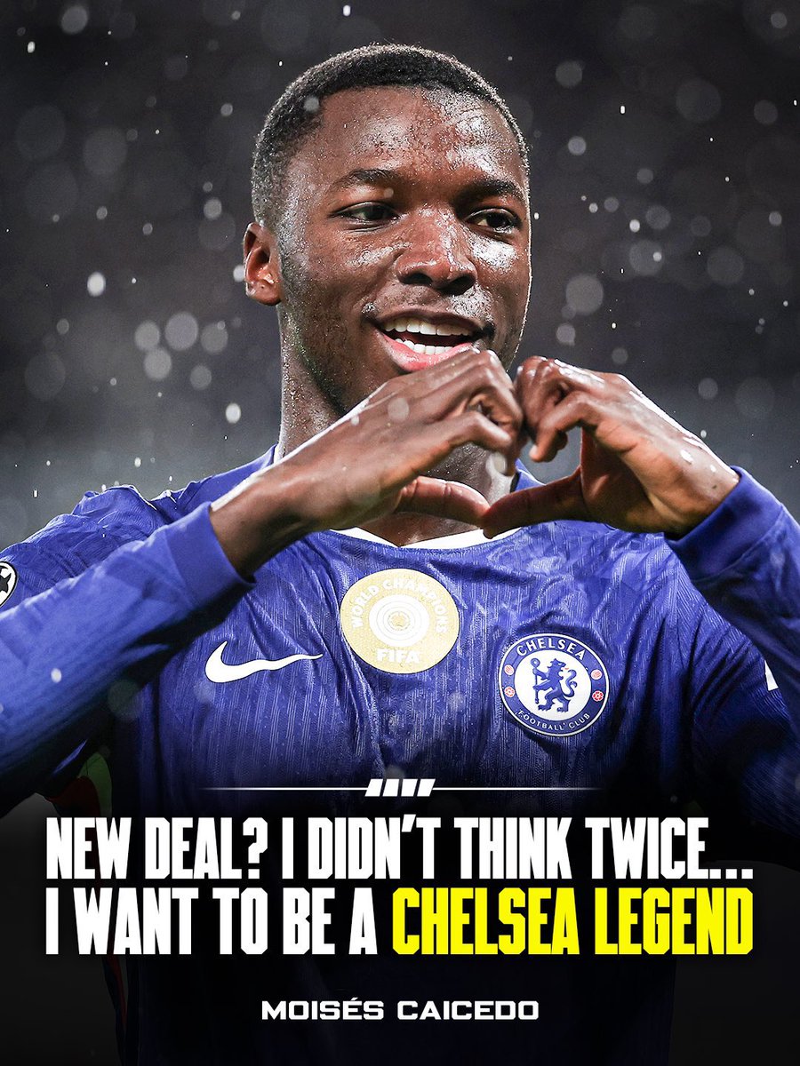 Tarvershima001's tweet photo. 🚨💙 Moises Caicedo: “When they offered me a new deal, I said yes… as my desire is clear.

“I want to become a legend at this club” 🇪🇨 https://t.co/ofuiqha4aU