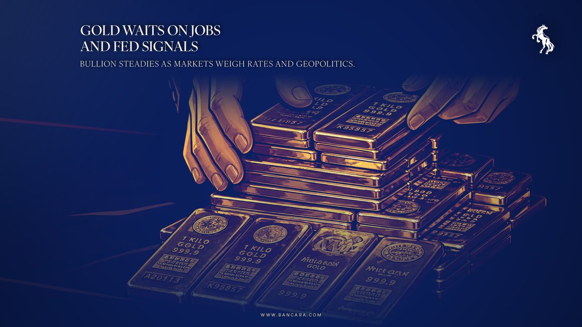Bancaraglobal's tweet photo. Gold Holds Near $4,050 Before the US Jobs Test

Spot gold slipped 0.1 percent to $4,049.99 an ounce, while futures rose 0.4 percent to $4,105.60 as investors weighed Middle East risks, a firmer dollar and uncertainty over the Federal Reserve’s next move.

Bullion remains anchored near the $4,000 to $4,100 range. Conflicting US-Iran signals over the Strait of Hormuz are keeping energy-driven inflation risks alive, while hawkish Federal Reserve commentary has reinforced expectations that interest rates could remain elevated.

Through BancaraX and MetaTrader 5, investors can monitor gold alongside the dollar, oil, Treasury yields and the technical levels shaping its next move.

Will weaker US labour data revive demand for gold, or will persistent inflation and higher rates force another test of $4,000?

#Gold #PreciousMetals #FederalReserve #USJobs #InterestRates #USDollar #MiddleEast #Inflation #Commodities #Bancara