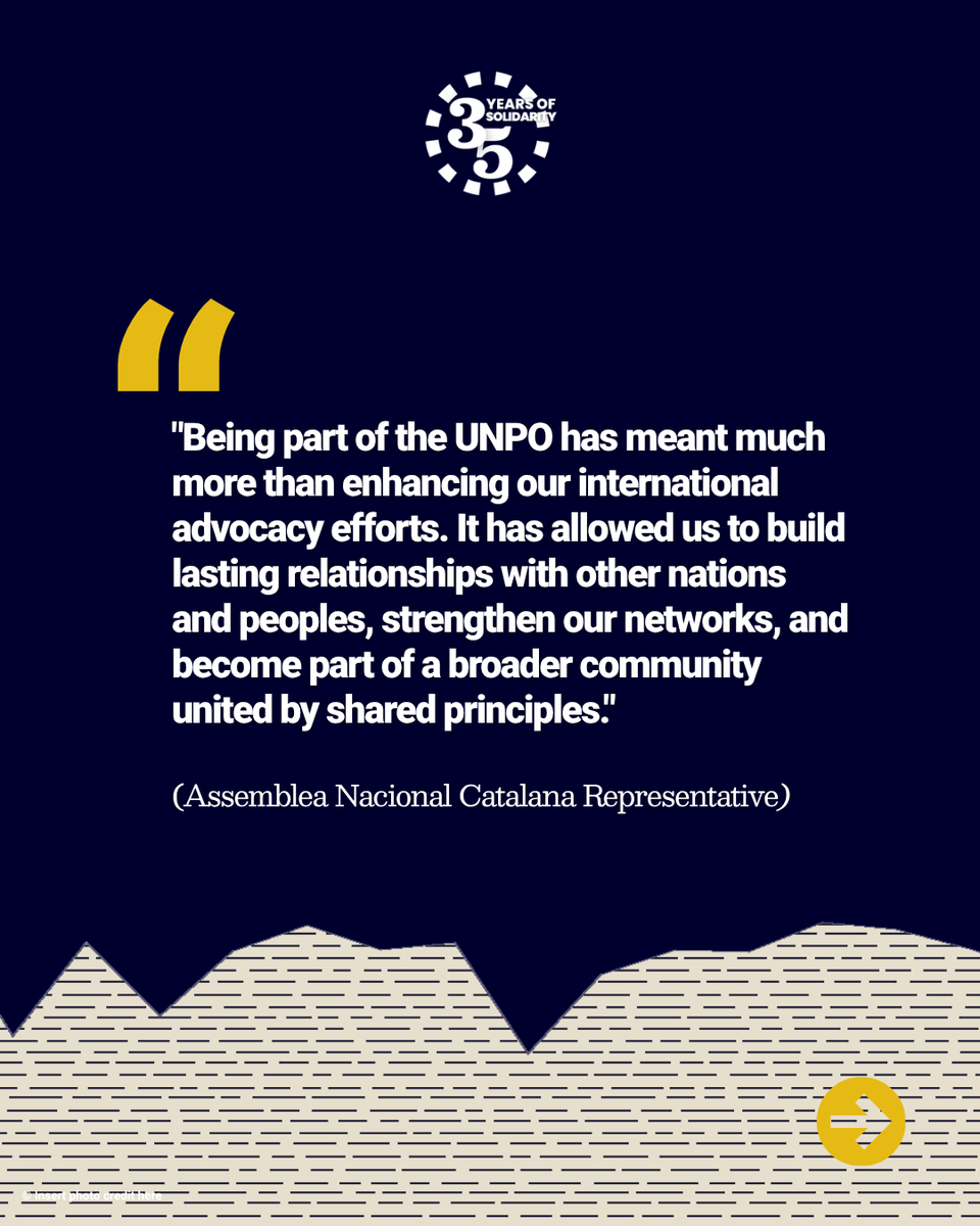 UNPOintl's tweet photo. "When peoples unite in defence of shared values and rights, they become a voice that is harder to ignore."

In this edition, #Catalonia reflects on the importance of solidarity, international advocacy, and defending the fundamental right to self-determination.

#UNPO35 #35Voices https://t.co/xlKro9H3Hb