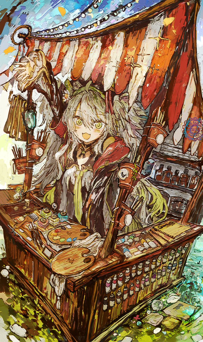 camomi_camomi's tweet photo. 旅する画材店へようこそ！2023年のラフ絵です🎨 https://t.co/7s0cUHmhJe