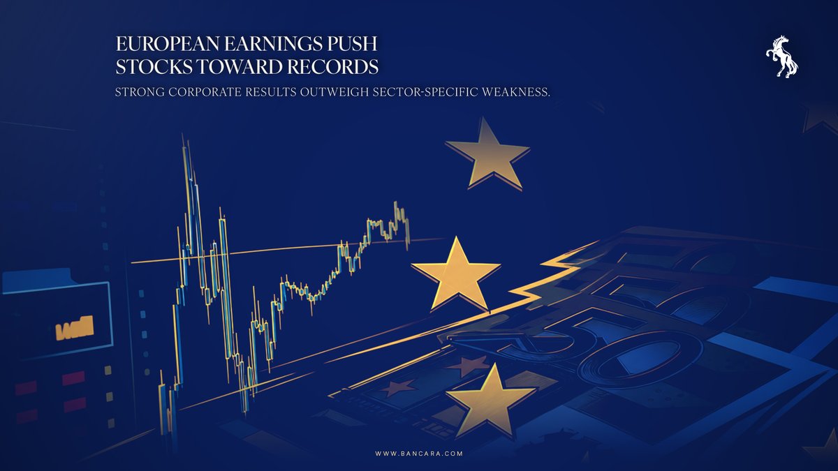 Bancaraglobal's tweet photo. European Shares Approach Records as Earnings Divide Markets

The STOXX 600 rose 0.4 percent towards fresh record highs as strong results from HSBC and Bayer supported risk appetite. Germany’s DAX gained 0.3 percent, Italy’s FTSE MIB advanced 1 percent and the FTSE 100 added 0.2 percent.

HSBC announced a new $1 billion buyback after beating profit expectations, while Bayer climbed 4.8 percent on stronger adjusted EBITDA. Lufthansa fell 10.6 percent after cutting its outlook, showing that resilient balance sheets are supporting the wider market even as weaker consumer demand and company-specific execution create sharp dispersion.

Through BancaraX and TipRanks, investors can monitor European indices, earnings revisions, sector rotations and the valuation signals shaping regional equities.

Will banking and pharmaceutical strength carry European markets to new records, or will consumer weakness and geopolitical risk interrupt the advance?

#EuropeanStocks #STOXX600 #HSBC #Bayer #DAX #FTSE100 #EarningsSeason #EuropeanMarkets #GlobalMarkets #Bancara