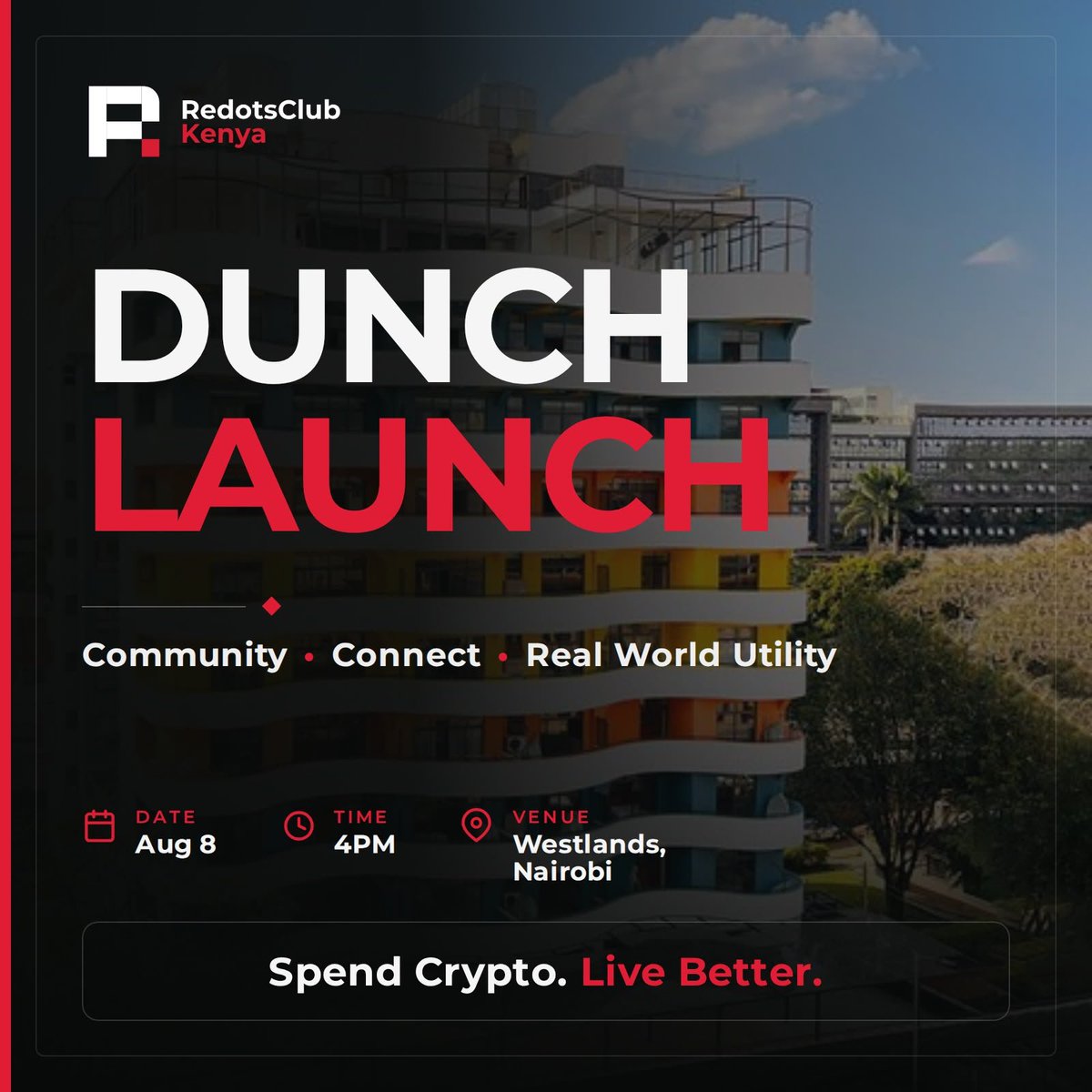 TechRiftAfrica's tweet photo. RedotsClub Kenya is hosting its first community meetup this weekend!

​If you are interested in real-world crypto adoption, web3 payments, and linking up with the local community, pull up.
@RedotsClub

​🗓️ Aug 8th @ 4:00 PM
📍 Kingfisher Nest, Westlands
🎟️ RSVP: https://t.co/Z2Z1tuj3bG