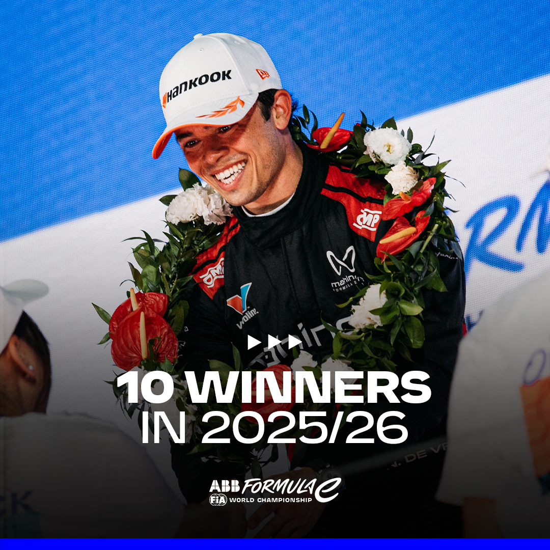FIAFormulaE's tweet photo. 10 winners so far this season 🙌

But who will win the Championship in London?

#HankookLondonEPrix #FormulaE https://t.co/4WvHbxr7BF