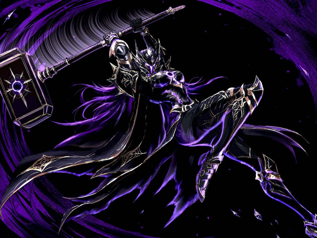 Tcaries09's tweet photo. ハンマーダークナイトさんのファンアート。
構図のアイデア出しとポーズ素体はAIで。
そこから厚塗りで手描きしました🖌 https://t.co/U88YRR6olp