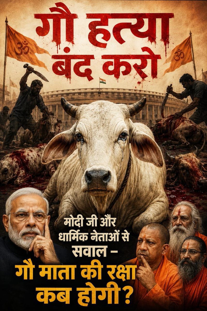 DEVUffGAMI56114's tweet photo. जब भारत की सरकार स्वयं को हिंदुओं की सरकार बताती है और धर्म के नाम पर वोट लेती है तो जब गौ माता की हत्या होती है तो इनका ईमान कहां मर जाता है ❓
#गौमाता_राष्ट्रमाता #गौहत्या_बंदकरो #गौमताबचाओ https://t.co/uYNdTYFM7E