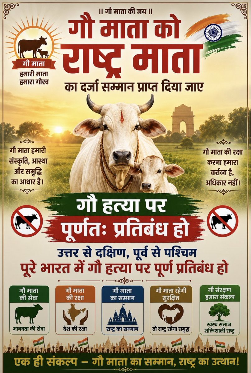 chetu768's tweet photo. गौ माता का सम्मान, हमारी संस्कृति की पहचान।
गौ माता को राष्ट्र माता का सम्मान मिले।
गौ सेवा ही सच्ची मानव सेवा है।
Gau Mata 
Protect Cows
#गौमाता_राष्ट्रमाता https://t.co/nxH5p3Boeg