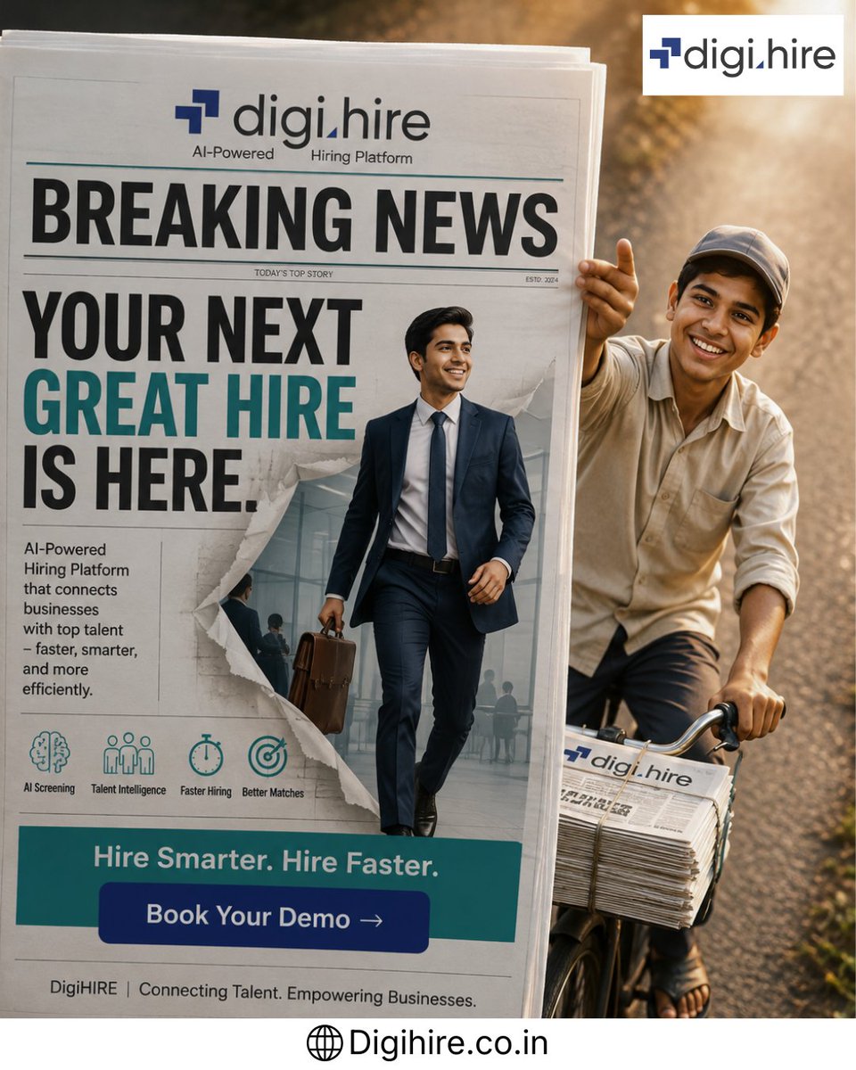 Digi_HIRE's tweet photo. 🚨BREAKING NEWS
Your Next Great Hire Is Here
Stop searching through endless resumes
Let AI deliver top talent faster with DigiHIRE's AI-Powered Hiring Platform
Hire Smarter. Hire Faster.
#DigiHIRE #AIHiring #HireSmarter #Recruitment #TalentAcquisition #HRTech #SmartHiring https://t.co/VegY8bxvyO
