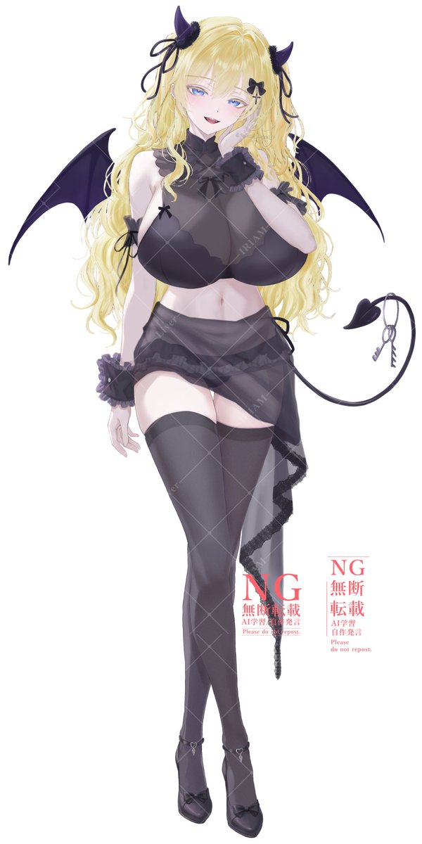 Selene_Astral_7's tweet photo. 【立ち絵制作実績】

にいに様（@niini531_iriam ）の立ち絵イラストを担当させて頂きました！🙌 

黒を基調に、小悪魔らしさと透明感を両立したデザインに仕上げました。

Live2Dイラスト、モデリング / IRIAM立ち絵 制作対応可能です

 #有償依頼  #IRIAM https://t.co/zu7pvMelZ7