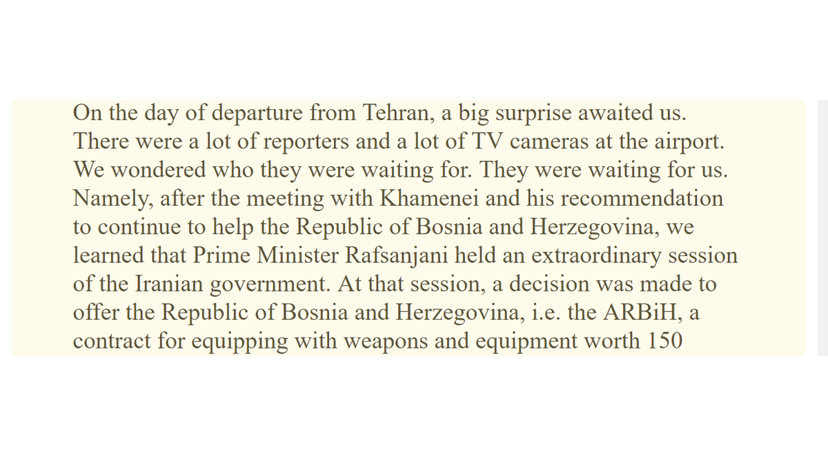 lokiloptr154668's tweet photo. From memoirs of General Rasim Delić, Bosnian Army Chief of Staff:

"Iran gave us weapons &amp; equipment worth $150 million. Iran envisaged the full equipping of 3 divisions, about 40,000 soldiers"

Mohsen Rezaei signed the order &amp; Ahmad Vahidi implemented it

https://t.co/xivMw11Lvy https://t.co/Smo1b1TbQl
