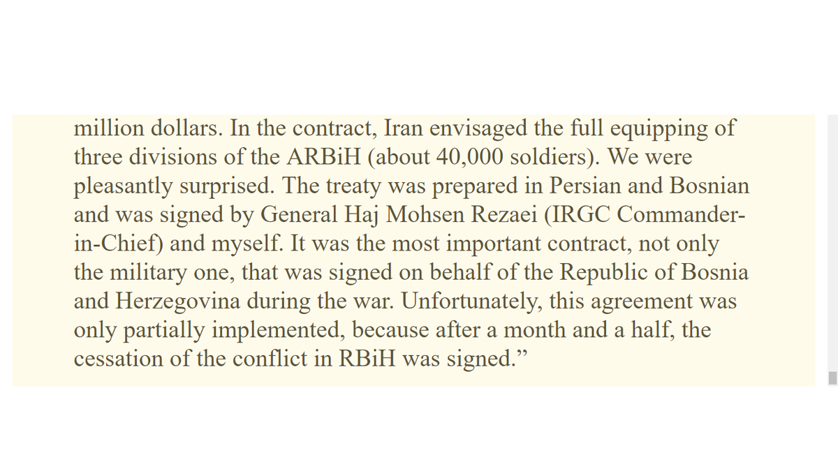 lokiloptr154668's tweet photo. From memoirs of General Rasim Delić, Bosnian Army Chief of Staff:

"Iran gave us weapons &amp; equipment worth $150 million. Iran envisaged the full equipping of 3 divisions, about 40,000 soldiers"

Mohsen Rezaei signed the order &amp; Ahmad Vahidi implemented it

https://t.co/xivMw11Lvy https://t.co/Smo1b1TbQl