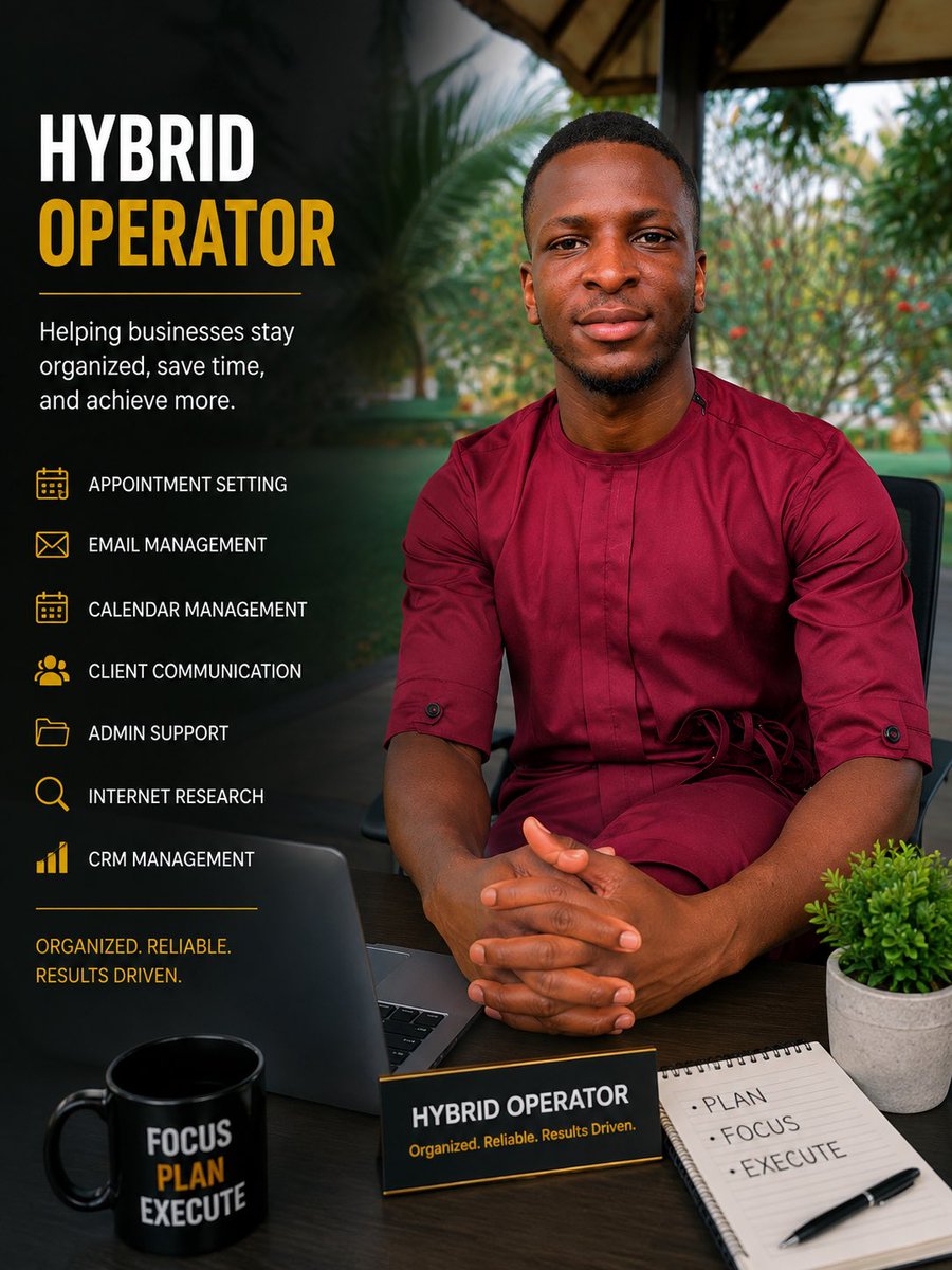 Obidijae's tweet photo. Behind every organized business is a reliable system.

As a Hybrid Operator, I help businesses stay organized by providing support with:

✅ Appointment Setting
✅ Email Management
✅ Calendar Management
✅ CRM Updates
✅ Internet Research
✅ Administrative Support https://t.co/TdADMrlmDo