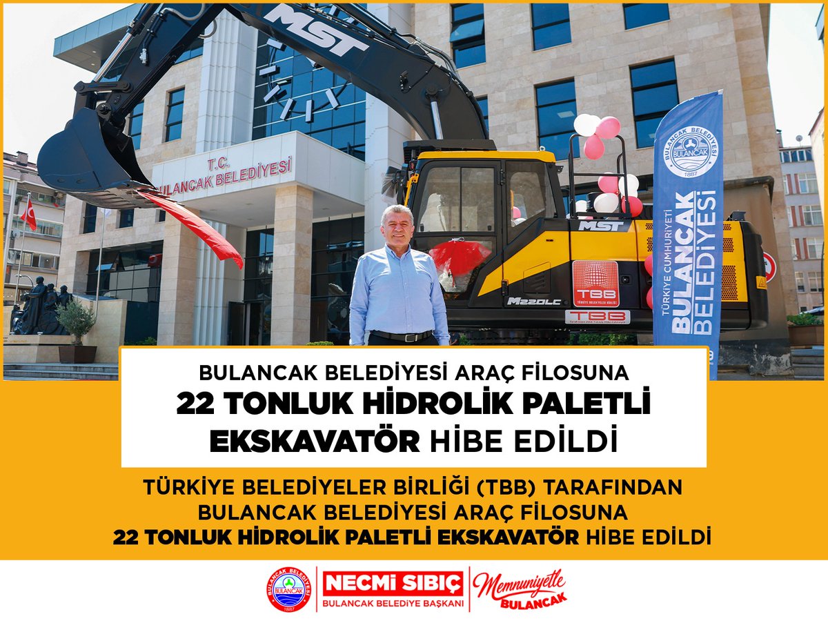 bulancakbel's tweet photo. TBB Tarafından Hibe Edilen İş Makinesi Cumhuriyet Meydanı’nda Sergilendi

Türkiye Belediyeler Birliği (TBB) tarafından Bulancak Belediyesi’ne hibe edilen ekskavatör teslim alınarak belediyenin araç filosuna dâhil edildi. Yeni iş makinesi, hizmete başlamadan önce Cumhuriyet Meydanı’nda sergilendi.

Ankara’da yaklaşık bir ay önce gerçekleştirilen “Belediyelere Hibe Araç Teslim Töreni” kapsamında Bulancak Belediyesi’ne tahsis edilen ekskavatörün, ilçede yürütülen belediye hizmetlerine önemli katkı sağlaması bekleniyor.

Ekskavatör; başta altyapı, yol yapım, bakım ve onarım çalışmaları olmak üzere, belediyenin ihtiyaç duyduğu çeşitli hizmet alanlarında aktif olarak kullanılacak. Yeni iş makinesinin araç filosuna katılmasıyla birlikte saha çalışmalarının daha hızlı, etkin ve verimli şekilde yürütülmesi hedefleniyor.

Belediye Başkanı Necmi Sıbıç, belediyeye kazandırılan yeni iş makinesinin ilçeye hayırlı olmasını dileyerek şu ifadeleri kullandı:

“Belediyemizin hizmet kapasitesini artıracak 22 tonluk hidrolik paletli ekskavatörümüzün ilçemize kazandırılmasından büyük memnuniyet duyuyoruz. Desteklerinden dolayı Türkiye Belediyeler Birliğine, TBB Başkanımız ve Mersin Büyükşehir Belediye Başkanımız Vahap Seçer’e ve TBB Genel Sekreteri Sayın Suat Yıldız’a, Bulancak halkı adına teşekkür ediyorum. Araç filomuzu güçlendiren ekskavatörümüzün ilçemize, belediyemize ve tüm hemşehrilerimize hayırlı olmasını diliyorum.”