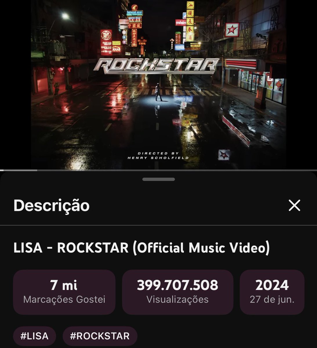 LALISAONLY997's tweet photo. 🚨 ROCKSTAR is only 292K views away from 400 MILLION on YouTube!

BLINKS &amp; LILIES, let’s stream and get ROCKSTAR to 400M! 🔥

#LISA #ROCKSTAR #400MFORROCKSTAR https://t.co/TvsrRK0d2k