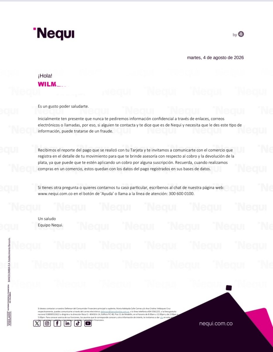 WMg29's tweet photo. Osea a uno lo roban, le sacan dinero sin autorización, un comercio que no conozco, les expliqué de mil forma, no se que putas es 9www myinfocheck como, no tengo. Suscripción y salen con estas respuestas tan chimbas en @Nequi @Bancolombia_Inv @SFCsupervisor, hps 🐀 @VisaColombia https://t.co/TaXLjCw2id