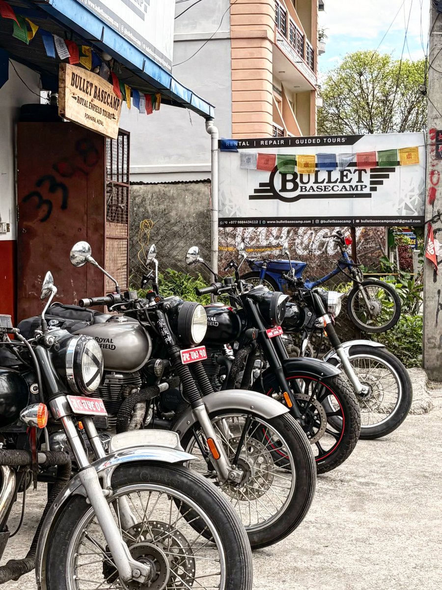 bulletbasecamp's tweet photo. Adventure starts the moment you twist the throttle. 

Book your guided motorcycle tour with Bullet Basecamp and experience Nepal from the saddle of a Royal Enfield. Ride scenic roads, discover hidden gems, and enjoy an authentic adventure led by experienced local guides. https://t.co/GnArub2VWi