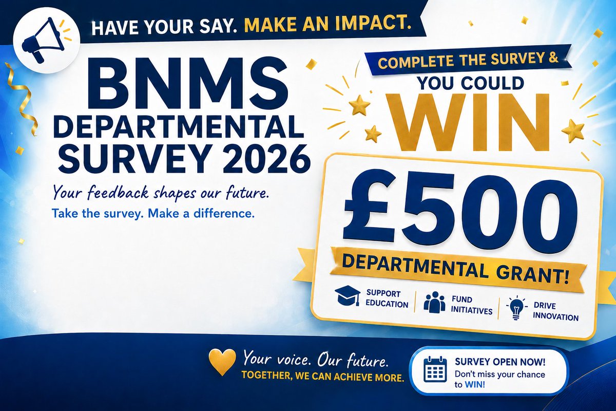 BNMSnews's tweet photo. BNMS Departmental Survey 2026 – Have your say!

Help us understand the needs and challenges of Nuclear Medicine departments across the UK.

Complete the survey for a chance to win a £500 Educational Grant for your department!

#BNMS #NuclearMedicine #HealthcareScience https://t.co/RTgv0LyjRA