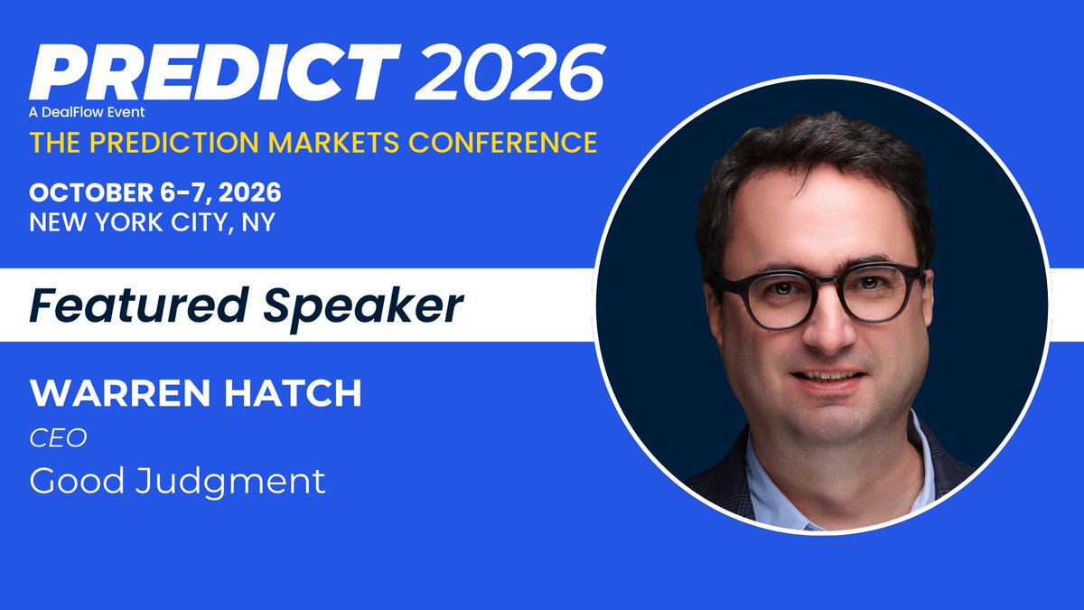 DealFlowEvents's tweet photo. Welcome to Warren Hatch, CEO, Good Judgment, who joins PREDICT 2026 as a featured speaker Oct. 6-7 in NYC.
Act now. Early registration expires Aug. 7. https://t.co/XeIHE7CJ3q
#PREDICT
#PredictionMarketsConference
@superforecaster https://t.co/eT6QDwvWof