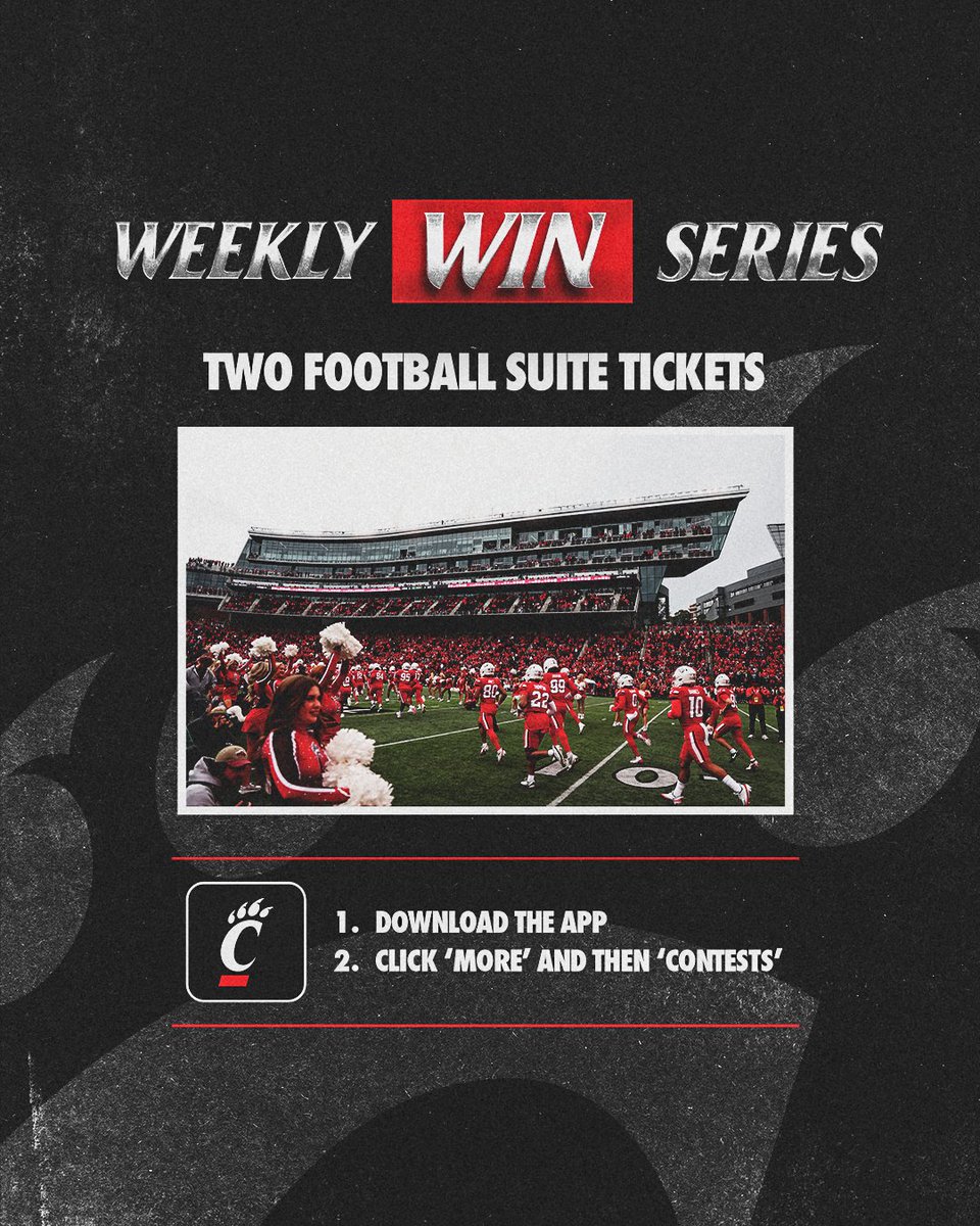 GoBearcatsFB's tweet photo. BIG one this week 🎟️

Enter to win two suite tickets to a game this season

📱: https://t.co/s05HMppi1H https://t.co/YjSibgKuLD