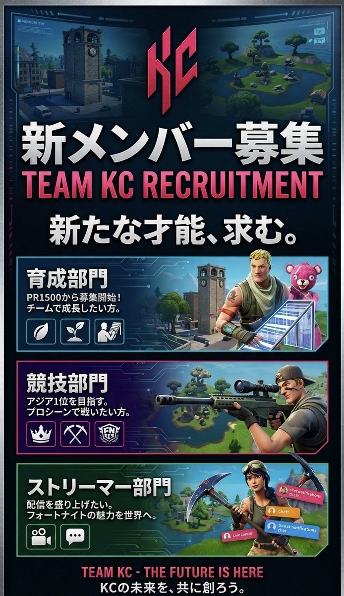KCclan_FN's tweet photo. 今回新メンバー募集に沢山の応募
　ありがとう御座います。
８日に締め切りますので興味ありましたら是非リプに意気込みお願いします
　リプにイイね付いた方は選考対象です
新たな原石を必ず一緒に輝かせましょう
#フォートナイト
＃メンバー募集
#クラン募集 https://t.co/AlVE21uIHI