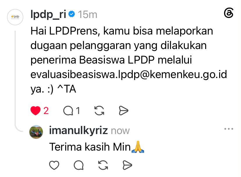 LambeSahamjja's tweet photo. buat warga sleman jogja mungkin bisa titip salam ke Elda Putri Rahardini - M.D , Ph.D 
dan infornya udah ada yang ngirim laporan ke LPDP https://t.co/naafOSv1mR