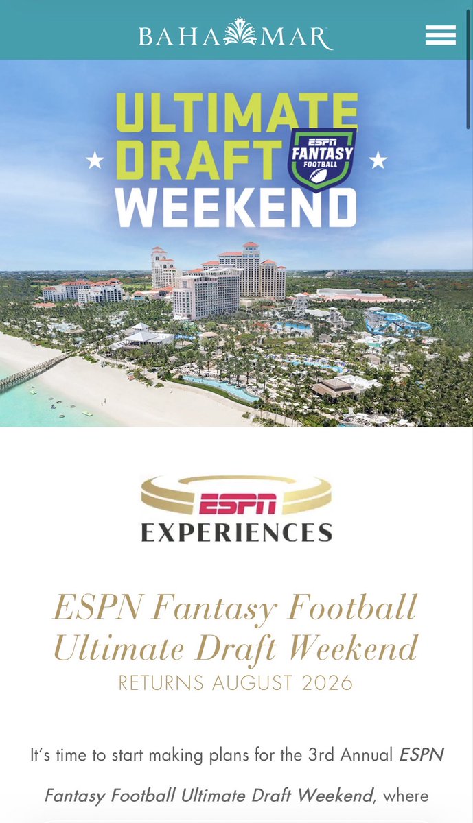 MBeech____'s tweet photo. It’s safe to say this isn’t happening, right?

@BahaMarResorts @ESPNFantasy @DanielDopp @FieldYates @LizLoza_FF @MikeClayNFL https://t.co/2nkc4GtiEE