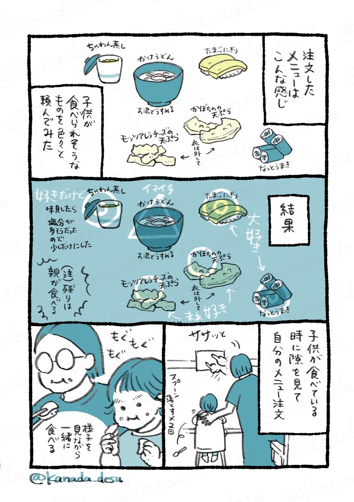 kanada_desu's tweet photo. 子供と2人で回転寿司に行ってみた絵日記(2/2)

回るお寿司見て子供も楽しそうにしてたので、月一くらいで行きたいな🍣 https://t.co/KKG9Vd8Aar