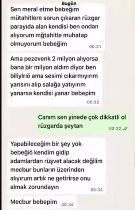 medyamuhtari's tweet photo. 🔴 Ahlaki üstünlük bizde diyen Özgür Özel'in yakın çevresi tam olarak b*oka batmış durumda.

Bugün Rüşvet ve yolsuzluktan gözaltına alınan Menderes belediye başkanının sevgilisi ile olan yazışmaları pes dedirtti.

*Ekrem İmamoğlu pastayı bölüşmede anlaşamadılar, içeriden satıldı, İmamoğlu'nun ayağını kaydıran Özgür Özel, içeriden satış olmazsa bize bişey olmaz bebeğim.

*Ben Muhtarlıktan gelmeyim, rüşvetsiz iş yapmam bebeğim.

*Yapılan her işten para alırım bebeğim, Parayı kendim almam, başkasına aldırırım bebeğim, bana alınan paranın yarısını getiriyorlar biliyorum, safa yatıyorum bebeğim.