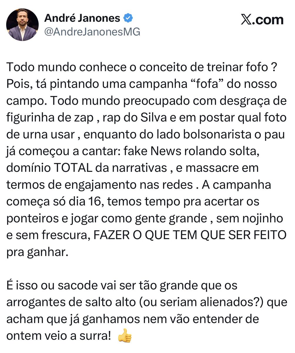 Barreto269's tweet photo. Janones tem razão! https://t.co/r8uFJx3x3h