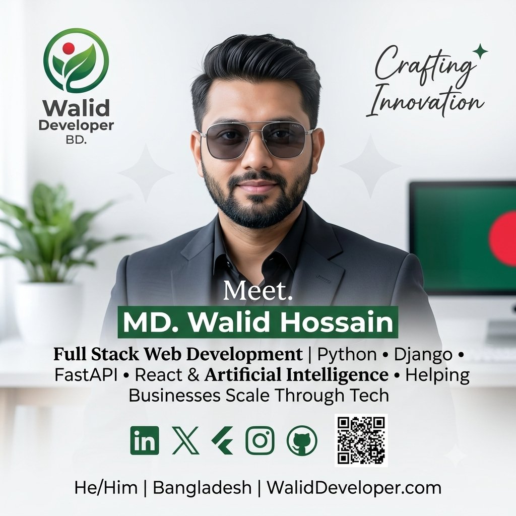 walid_developer's tweet photo. Full Stack Developer specializing in Python, Django, FastAPI, React, and AI integration to build fast, scalable web applications. 

🌐 https://t.co/0oKEuu38QH

#FullStackDeveloper #Python #Django #FastAPI #React #AI #WebDevelopment https://t.co/rKGU3ODkuV