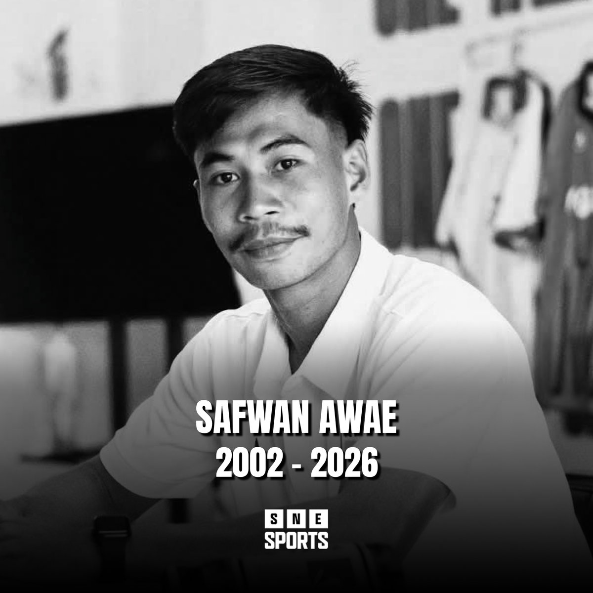 SNE_Sports's tweet photo. R.I.P Safwan Awae, right winger of FC Yala (6/4/2002 - 4/8/2026)
📷 : FC Yala
#ThaiLeague3 #FCYala #SafwanAwae #RIP
#SNESports https://t.co/4Inw8fbHBA