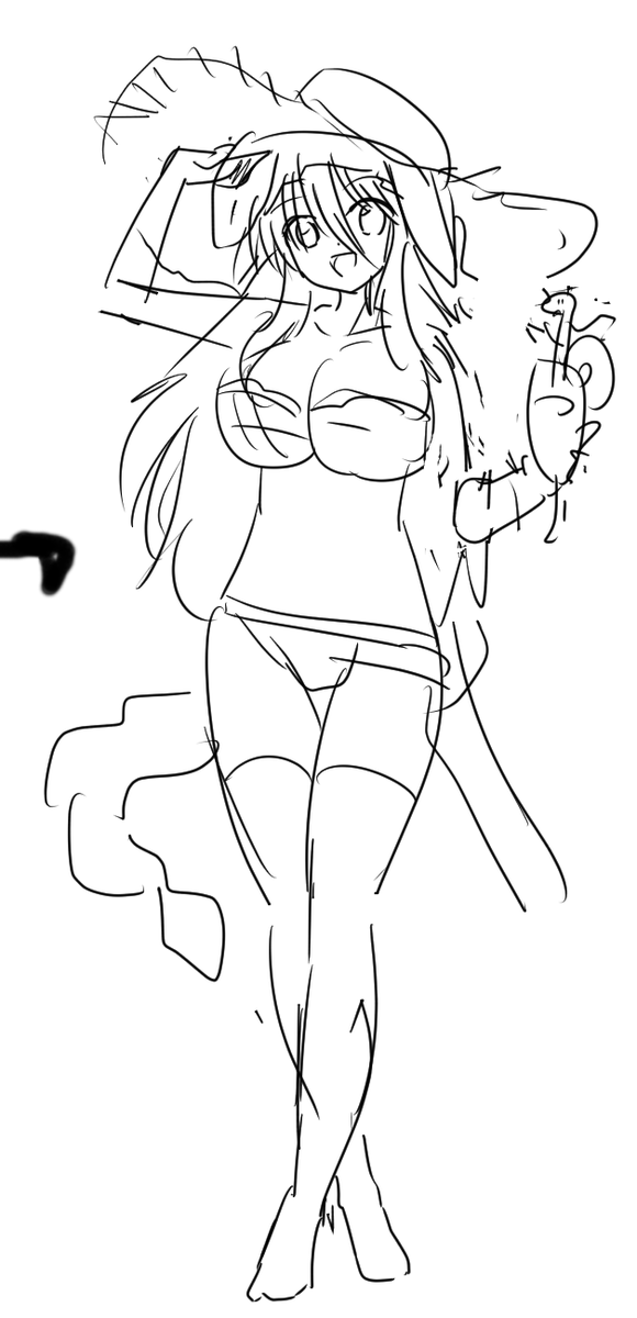 gejiko's tweet photo. なんとなくニューネッシーさんの擬人化萌え化のラフとかバランス取りよりのリニュ絵予定のとか
ニューちゃん描いてて悩むのは色が実際どうだったのか？と（多分水死体だから白とは思うけど
尻尾部分がどうなってるかよね…写真がなさすぎて尻ぽぃ写真あるけど形状が不明なのがお辛い味 https://t.co/wVVOrAI440