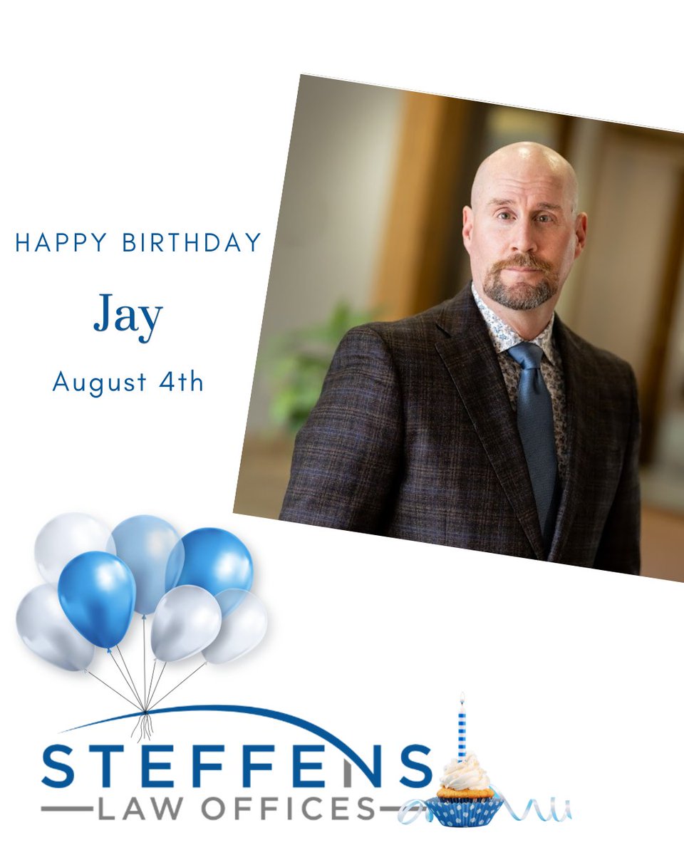 LawSteffens's tweet photo. 🎉 Happy Birthday to Jay!

Jay, one of our personal injury attorneys, guides our clients through the legal process at Steffens Law and works tirelessly to achieve the best possible outcome for them.

We appreciate all he does for our clients and team.

#SteffensLaw https://t.co/BVtkdyJuFO