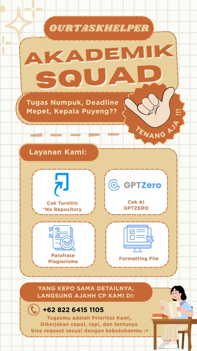 gusturnit's tweet photo. yg need jasa cek turnitin no repository dan cek ai bisa di aku ya guys. order fastresp bisa by wa di bio yaa file terjamin aman tidak tersimpan di database manapun. ready juga jasa rapihin file ( halaman / daftar isi ) , mendeley, pembuatan jurnal, dll🤩👍
#bealanja https://t.co/Dw3svEGoB7