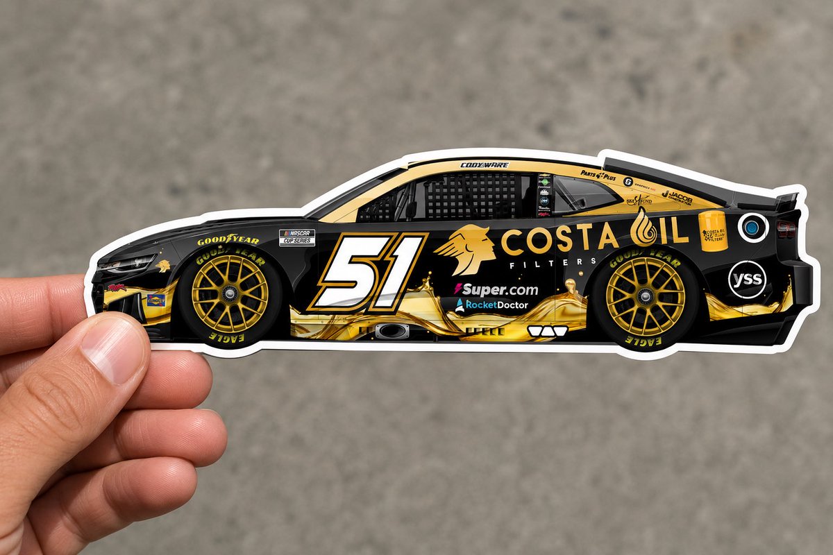 CostaOilCo's tweet photo. Enter for a chance to win multiple prizes -> RT and tag a race fan. Everyone who fills out gets this sticker. https://t.co/s9VP3Du9Xb