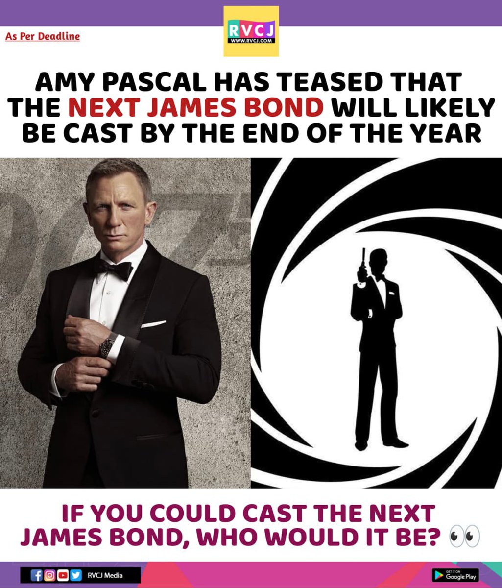 rvcjmovies's tweet photo. Which actor would make the perfect next James Bond? 🤔
#jamesbond #action #hollywood #amypascal #danielcraig https://t.co/q83N9lWjo9