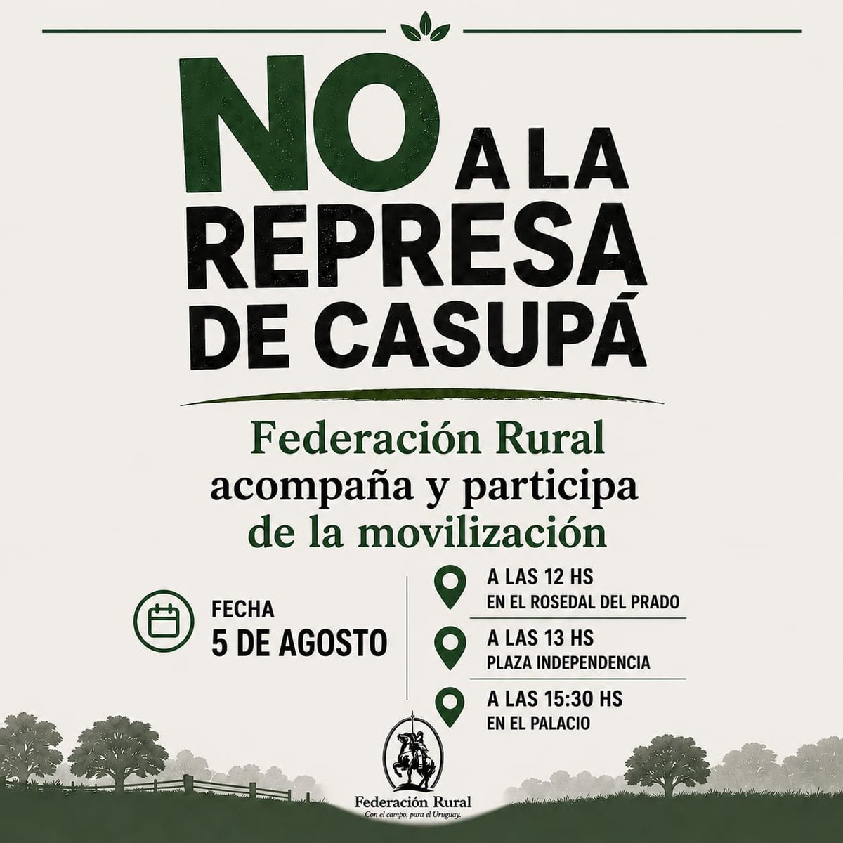 federacionrural's tweet photo. Es mañana: 

No a la represa de Casupá.