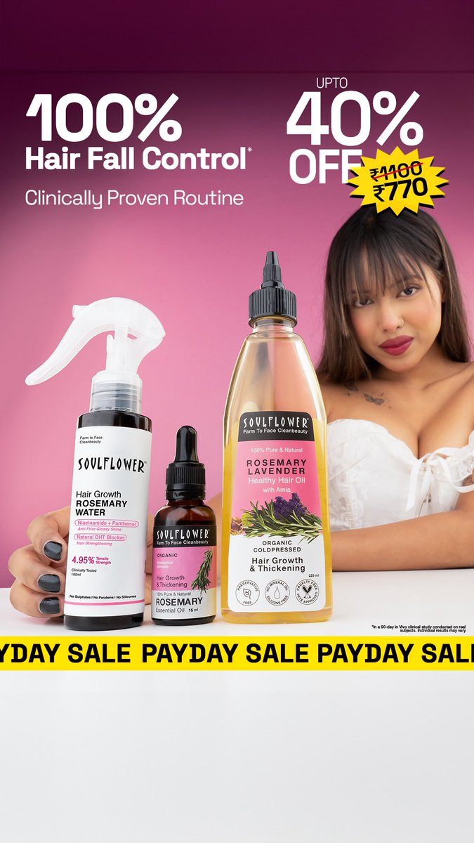 besoulflower's tweet photo. Hair fall? Time to switch to a routine that actually works. 🌿

Clinically proven hair fall control, now up to 40% OFF. Your healthiest hair starts today.

#Soulflower #HairFallControl #PaydaySale https://t.co/kAKe4bfMdO