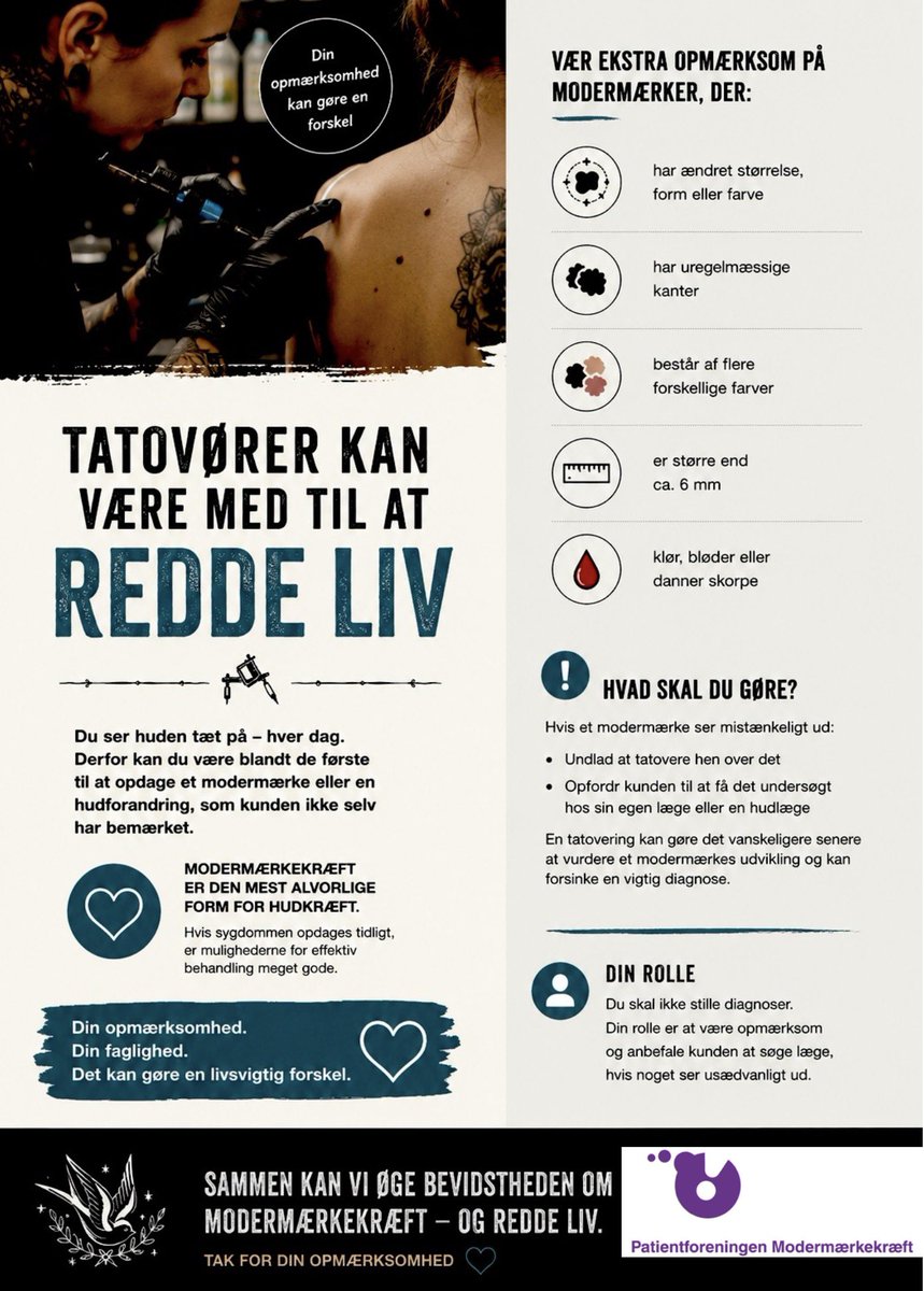 alwi5210's tweet photo. Skal du have dine ferieminder på hud som tatovering, så pas på med at dække dine modermærker.
Tag lige en snak med ham/hende med nålen 🤔
Se mere på https://t.co/2Ae5HwznGz https://t.co/H27twINz2S