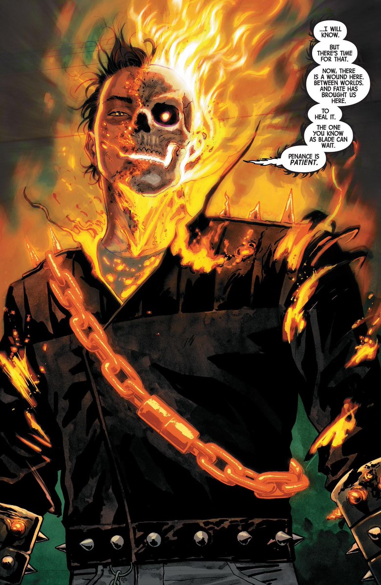 HellishSpirit's tweet photo. "Yea. I'm sure ya think so. But, I think you'd be in for a bit of a shock."

Cue Johnny transforming before her very eyes into his Ghost Rider form. https://t.co/xpP1oHqltI
